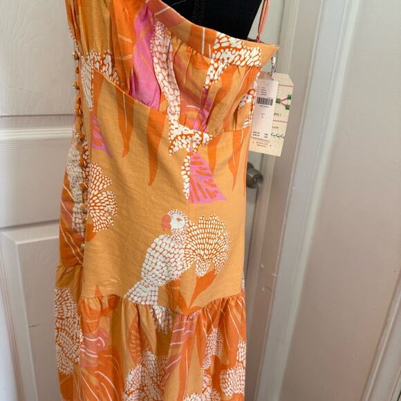 Farm Rio x Anthropologie Linen Blend Strapless Drop-Waist Maxi Dress - Picture 9 of 12